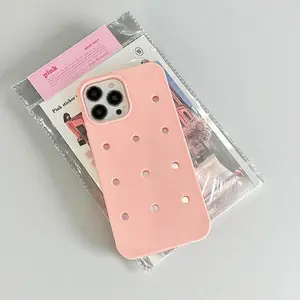 Custom Charms Phone Case for iPhone 11-16 Series - Soft Silicone, Shock Absorbing, Anti-Scratch, Jibbitz-Style Charms Friendly