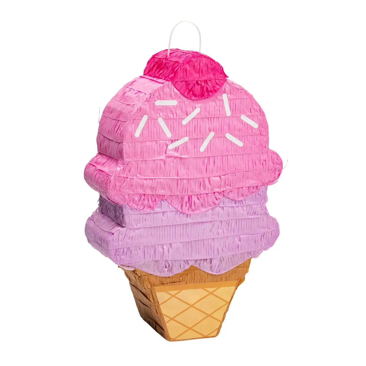 13 1/4" x 20" Ice Cream Cone Pink & Purple Papier-Mâché Piñata