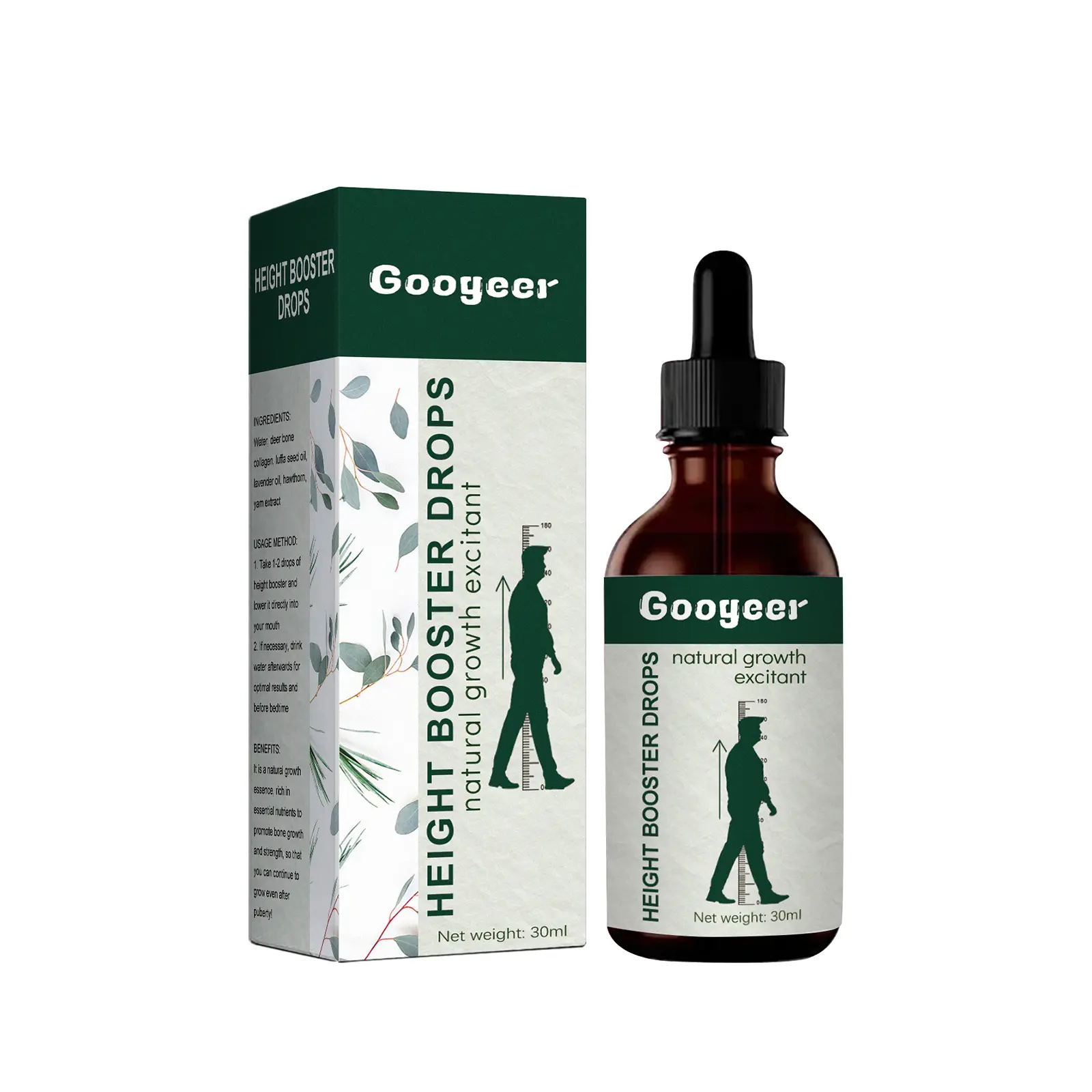 Natural Height Growth Support Drops with Collagen & Vitamin D | Plant-Based Formula for Bone Density & Joint Care | Easy Absorption Liquid Supplement Healthcare Bathroom