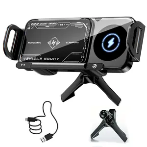 Wireless charging mobile phone car holder, electric induction opening and closing, 90° rotating car holder, 15W wireless fast charging, air outlet + center console mobile phone car holder, suitable for iPhone, Samsung, Google, etc.
