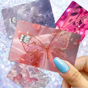 [Colorful Credit Card Sticker] 4-Pack Colorful Durable Butterfly Credit Card Sticker | High Quality PVC Debit Card Sticker, Cartoon Debit Card Sticker, Fashionable Card Sticker for Debit Cards and Credit Cards, Scrapbooking, Glitter Sticker