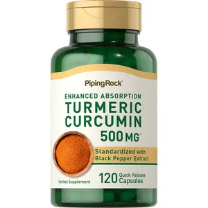 Piping Rock Turmeric Curcumin with Black Pepper 500mg | 120 Capsules | Standardized Herbal Supplement | Non-GMO, Gluten Free