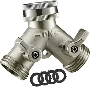 Nickel Plated Hose Splitter - Brass Construction, Leak-Free Connector, Easy Installation