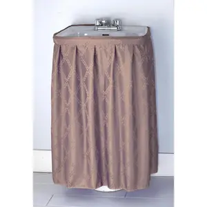 Fabric Sink Skirt Intersecting Leaves Pattern Self Adhesive Water Repellent Vanity Cover Purple
