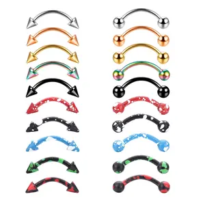 16G Eyebrow Rings Lip Ring Barbell Curved Ring Tragus Daith Rook Earring Acrylic Piercing Jewelry for Women Men