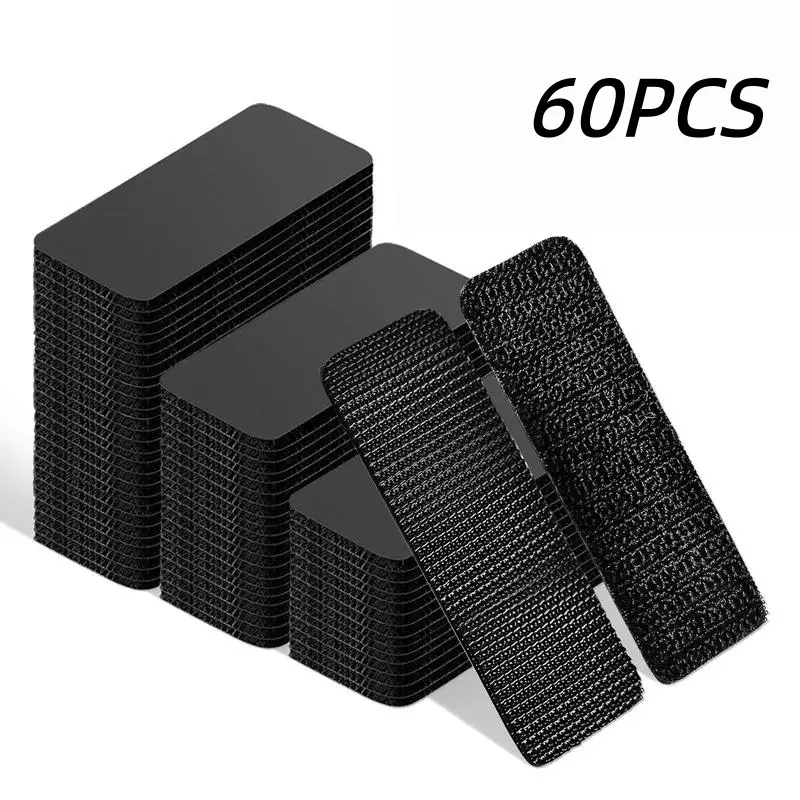 TAKOO 60 PCS Heavy Duty Removable Velcro Tape Hooks & Rails, Strong Easy-to-Use Double Sided Hook and Loop Strips, Reusable Adhesive Mounting Tape for Wall Hanging, Workspace Organization, DIY Home Projects