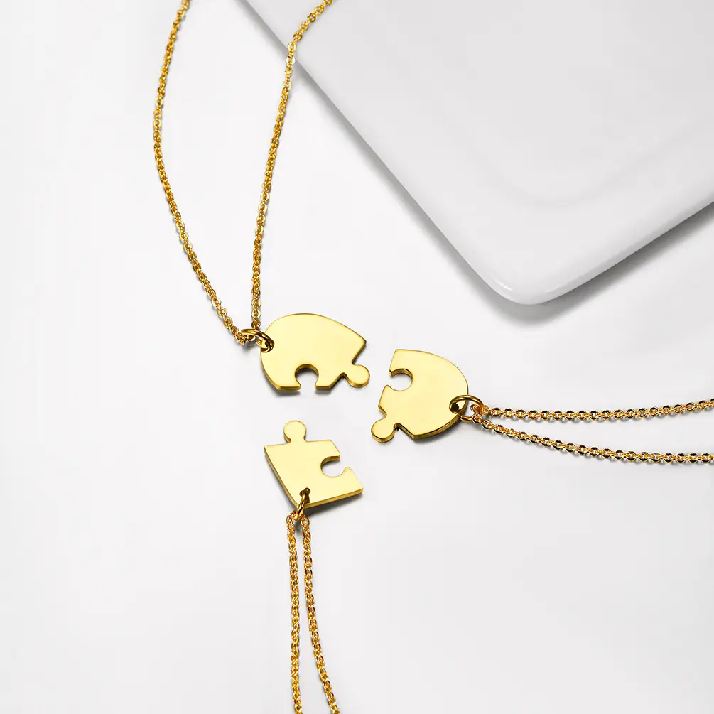 FaithHeart 3-Piece Heart Puzzle Friendship Necklaces, Stainless Steel Matching Blank Pendants for BFF Family, Casual Style Jewelry Gift for Women Men, Friendship Necklace, Fashion Jewelry Accessories, Casual Style Necklaces