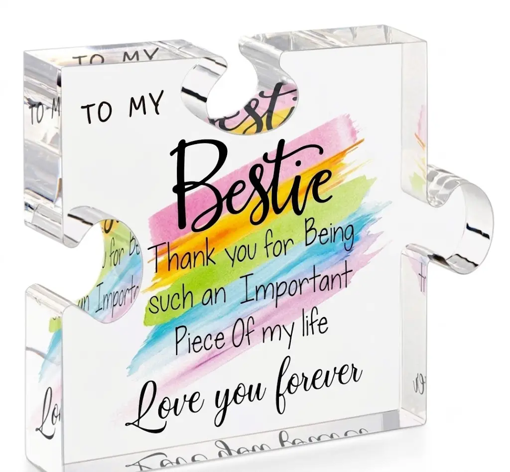 Luminous Acrylic Puzzle Piece Block Keepsake - Home Decor Desk Ornament, Heartfelt Friendship Gift for Long-Distance Bestie, Birthday Present