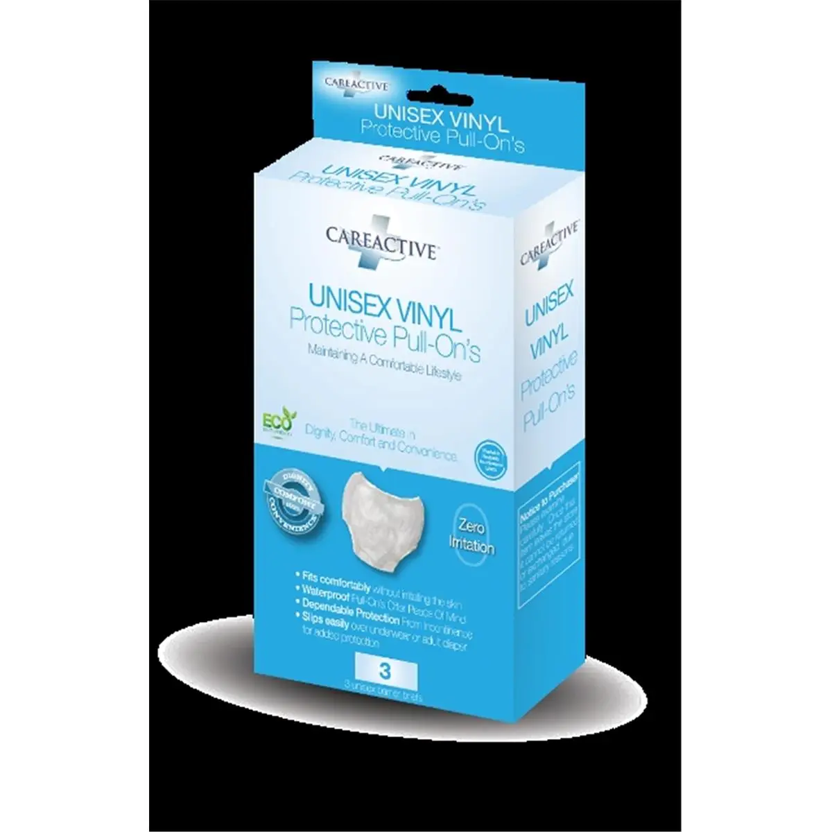 CareActive 2461P-L Latex-Free Vinyl Incontinence Care Protective Pants - Unisex, Elastic Waistband, Waterproof, Slip-On, Odor Control (Large Adult Size)