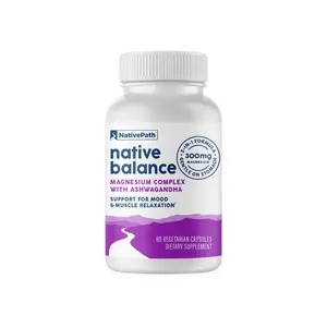 NativePath Native Balance Magnesium Supplement with Ashwagandha - High Absorption Aquamin Ocean-Sourced Formula - 60 Capsules