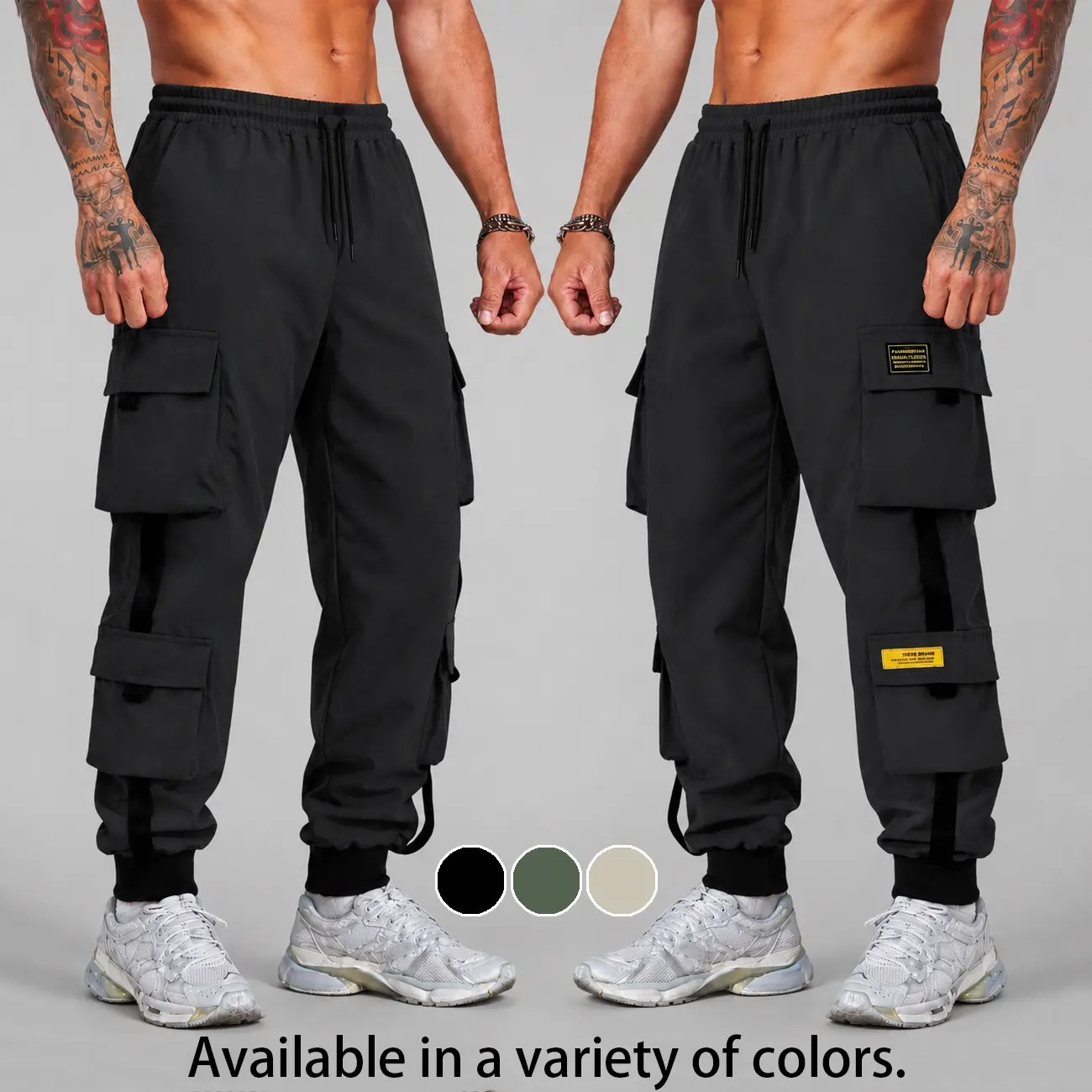 Goth Military Cargo Jogger Pants Men Women Tactical Streetwear Drawstring Waist Multi Pocket Utility Pants Cuffed Ankle Techwear Trousers Darkwear Casual Hip Hop Outdoor Work Pants Harajuku Y2K Punk Style Fashion Pants for TikTok US Shop Daily Outfit Look