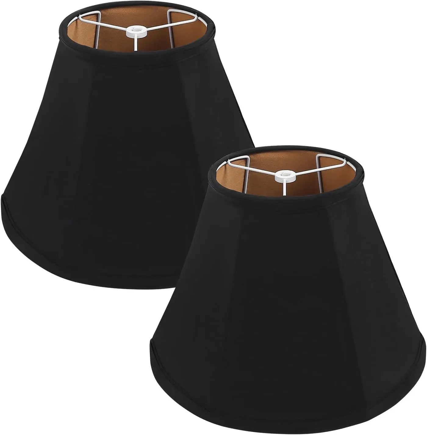 Set of 2 Slubbed Fabric Medium Lamp Shades 12x6x8.5 inch, No Assembly Required Lamp Shades for Table Lamps & Bedside Lamps (Black)