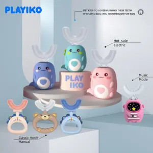 Electric U Shaped Toothbrush Kids Children Rechargeable Sonic Toothbrush Toddler baby toothbrushes with2-4 Brush Heads Full Mouth 3 Cleaning Modes Oral Care Tools