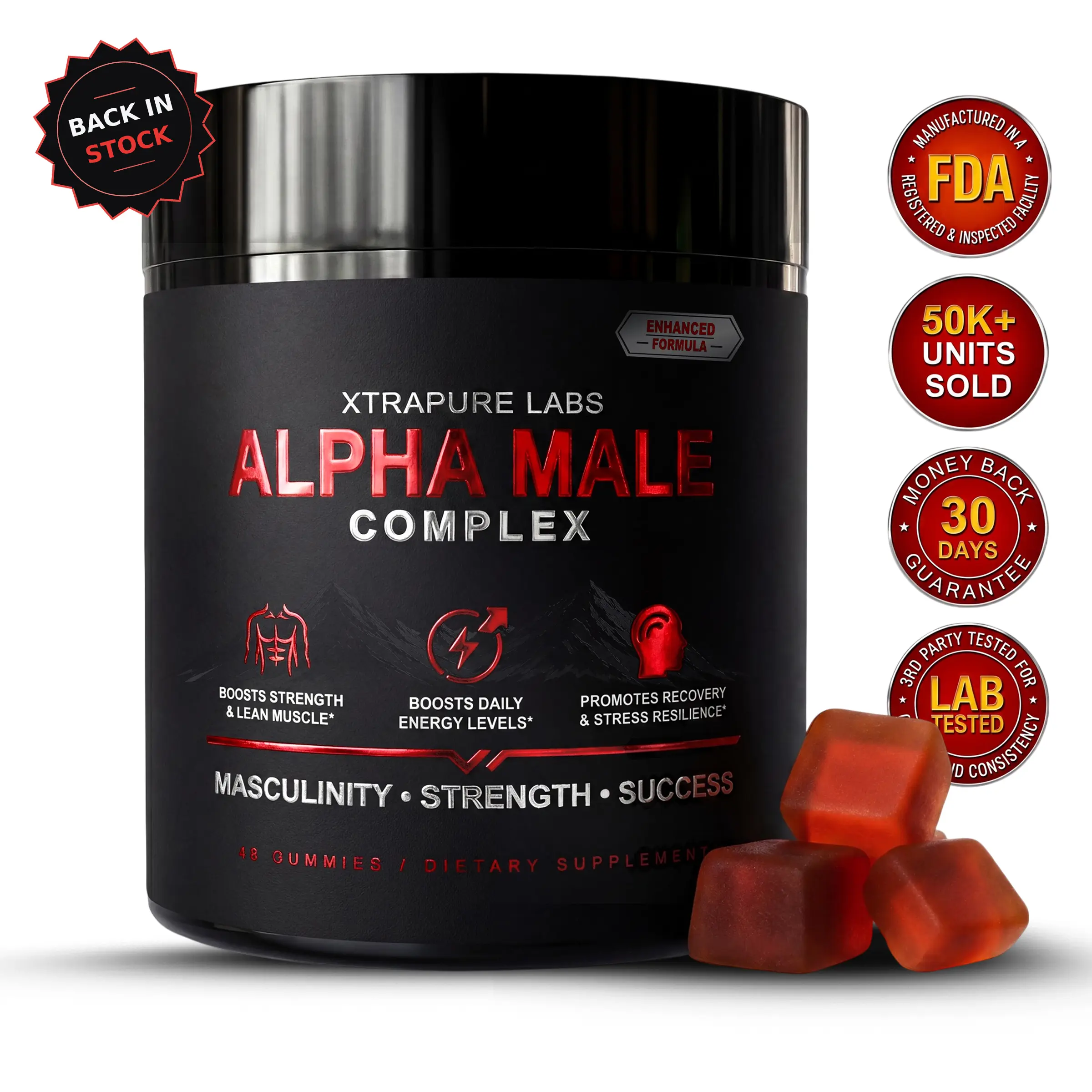Alpha Male Complex – Clinically Dosed High Potency Men's Health Supplement | Tongkat Ali, Shilajit, Turkesterone & More