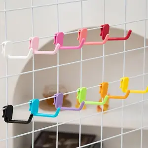20pcs colorful plastic hook, suitable for steel wire mesh board, easy to install and reusable, storage hooks, Room Organization Products