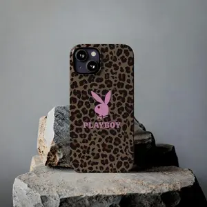 Playboy 2000's Leopard Print Design Cover, Trendy Animal Print Phone Case, Stylish Phone Accessories, Sleek Phone Covers, Protection Protective