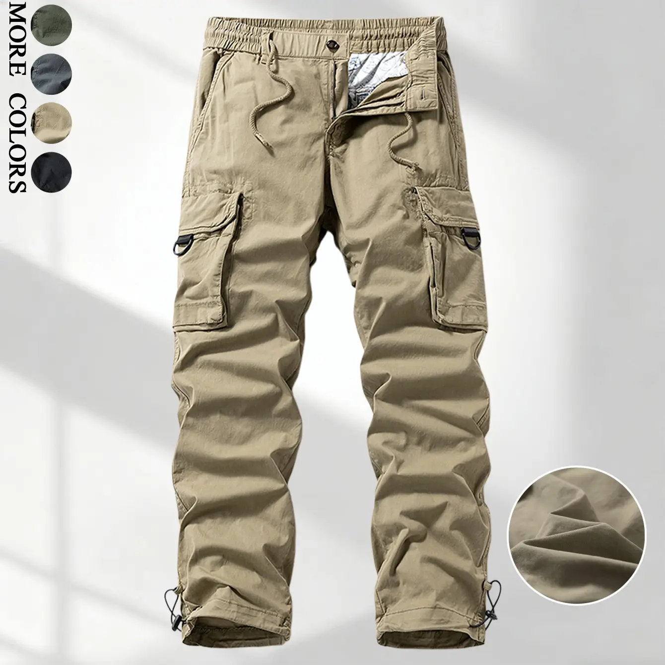 Men's Retro Style Casual Stretch Soft Stylish Cargo Pants - 97% Cotton-Spandex Vintage Washed Elastic Fabric, Multi-Pocket Relaxed Straight Leg for Outdoor Daily Wear