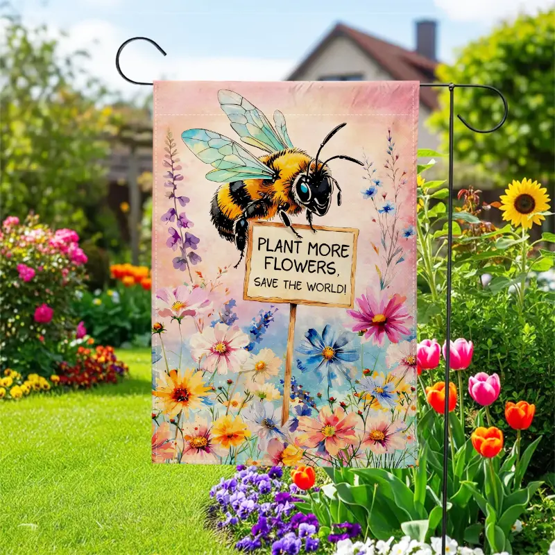 Your garden just became a bee sanctuary Double sided linen flag 12x18 inch Save the pollinators in style GardenTok SaveTheBees PollinatorGarden GardenFlag