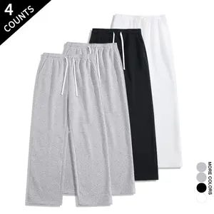 4-Pack Elastic Waist Sweatpants - Wide Leg Trousers for Casual Errands & Coffee Runs fathersdaygift