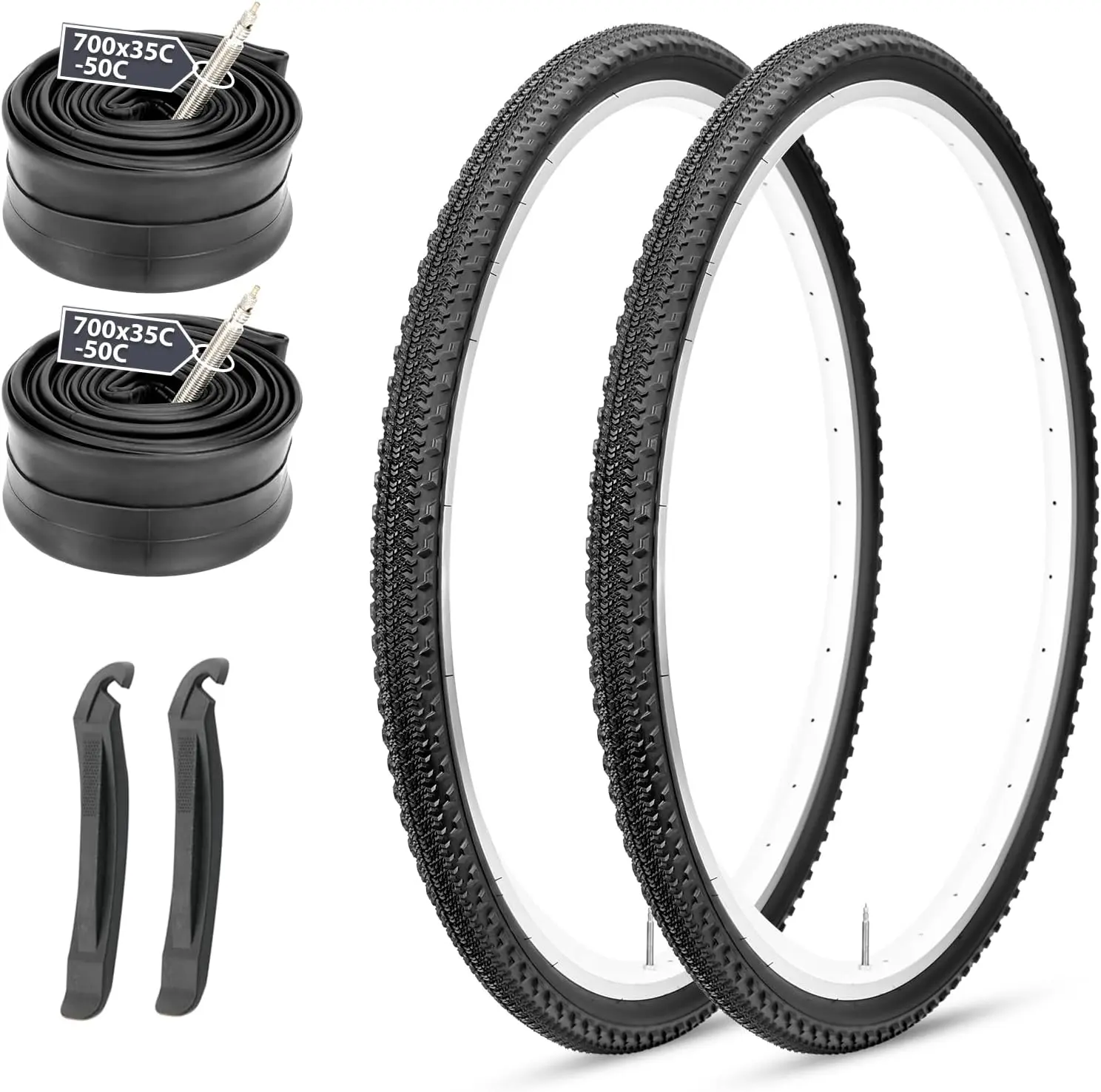 MOHEGIA 700c Gravel Bike Tires Set: 2-Pack 700x38C/700x40C/700Cx42C Folding Bicycle Tires All-Terrain and Pair Inner Tubes with Tire Levers for Off-Road Adventures