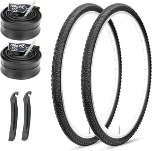 MOHEGIA 700c Gravel Bike Tires Set: 2-Pack 700x38C/700x40C/700Cx42C Folding Bicycle Tires All-Terrain and Pair Inner Tubes with Tire Levers for Off-Road Adventures