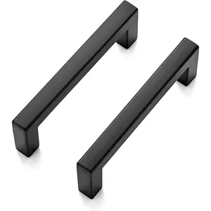 30 Pack Solid 3 Inch Center to Center Slim Square Bar Drawer Handles, Matte Black Drawer Pulls Kitchen Cabinet Hardware for Dresser Cupboard