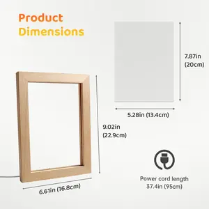 Ladybug Night Light Picture Frame - Wooden LED Photo Frame with Bug Insect Design, Acrylic Glow Art for Bedroom Decor, Warm Gift for Her/Him, Home Desk Ornament