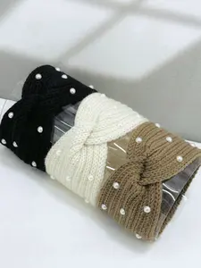 Women's Knitted Cross Goddess Zigzag Headband, Warm Ear Protection Headwear, Sweet Versatile Accessory for Fall & Winter, Casual Style Headbands Women