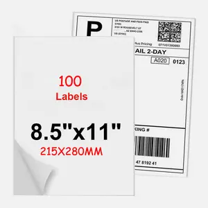 SJPACK 100 Full Sheet Shipping Labels 8.5x11 Self Adhesive Blank Paper for Laser/Inkjet
