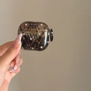 Half-Transparent Leopard Print Earphone Case for AirPods Pro2/pro3/4, Durable, Anti-Drop, Protection, Imd Earphone Shell, Headphone Accessories, Made in China
