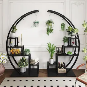 Half Moon Plant Stand, 2-Pack Corner Shelf, 5-Tier Ladder Display, Indoor Outdoor Plant Rack, Living Room Balcony Decor