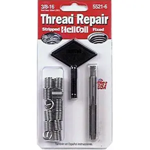 212 MAIN HELICOIL 55216 0.375-16 in. Thread Repair Kit, Extremely Durable High-Quality Material, Hole Repair, Over Torque Fix, Tap Inserts, Tapped Hole Solution