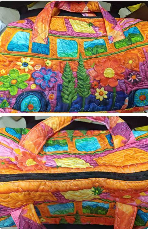 FAFA 18 inch*9 inch*9 inch Unisex Boho Quilted Weekender Travel Bag, Lightweight & Comfortable, Hippie Design