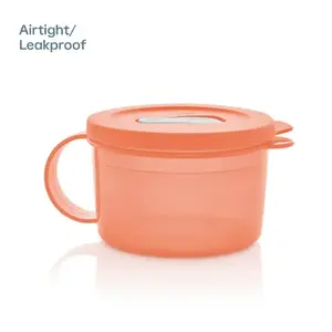 SINGLE Crystalwave 2-cup Soup Mug. Microwave safe: heat resistant up to 248°F (recommend 60% power) Leak proof seal prevents splatters and valve seal lets steam escape. Stain Guard helps reduce staining. Perfect for single servings. Stackable.