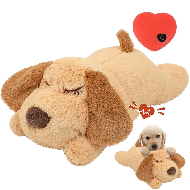 Heartbeat Puppy Toy for Dogs - Calming Anxiety Relief & Sleep Aid Cute Plush Toy with Real-Feel Heartbeat, Comfort Companion for Puppies and Cats