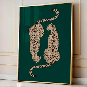 Cheetah Print, Emerald Green Leopard Print, Dopamine Decor, Retro Poster, Green Leopard Print, Jungle Poster, Funky Wall Art, Apar Teen Room Decor Poster