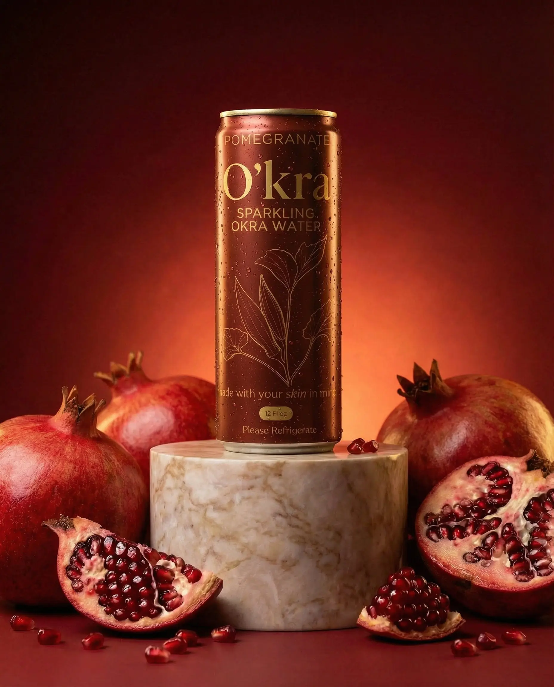 O’kra – Sparkling Okra Water (Pomegranate) | Hydration & Skin Health