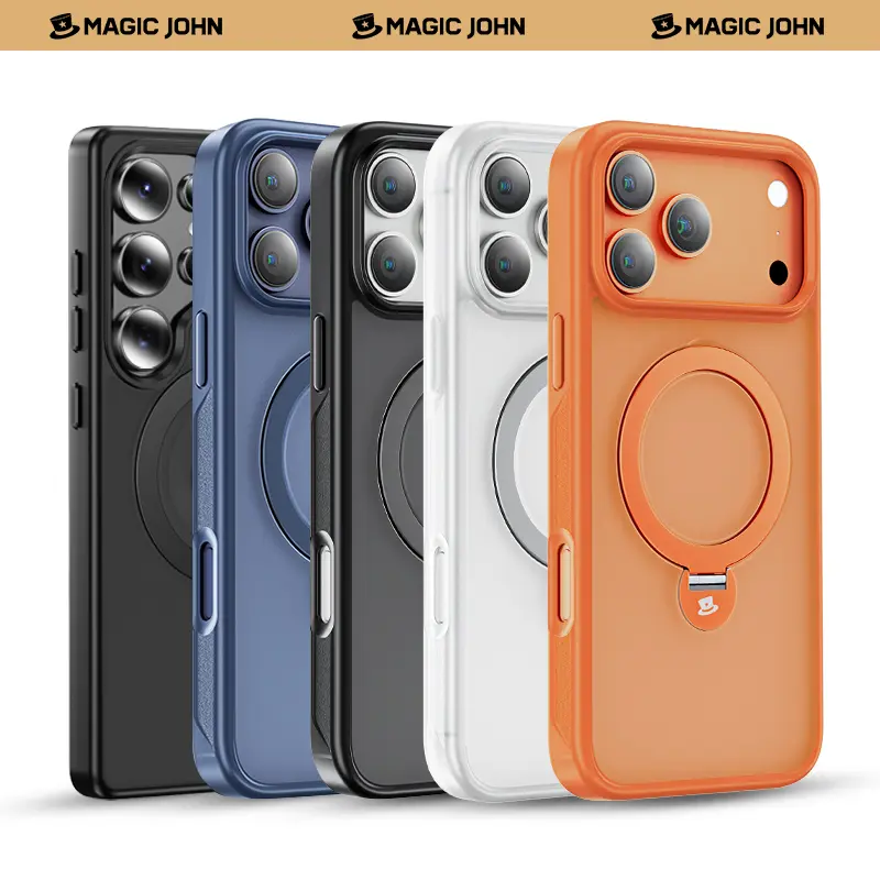 MAGIC JOHN 360 Degrees Rotating Magnetic Stand Phone Case for iPhone and SamSung