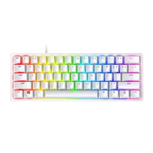 Razer Huntsman Mini Mercury 60% with Clicky-Purple Switch: Gaming Keyboard, USB-C Connection