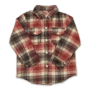 Winter Plaid pockets baby kids flannel button up shirt