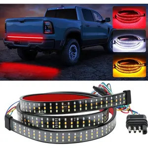 60 Inch Truck Tailgate Light Bar, Triple Row LED Tailgate Light Strip with Brake Reverse Sequential Turning Signals Strobe Lights