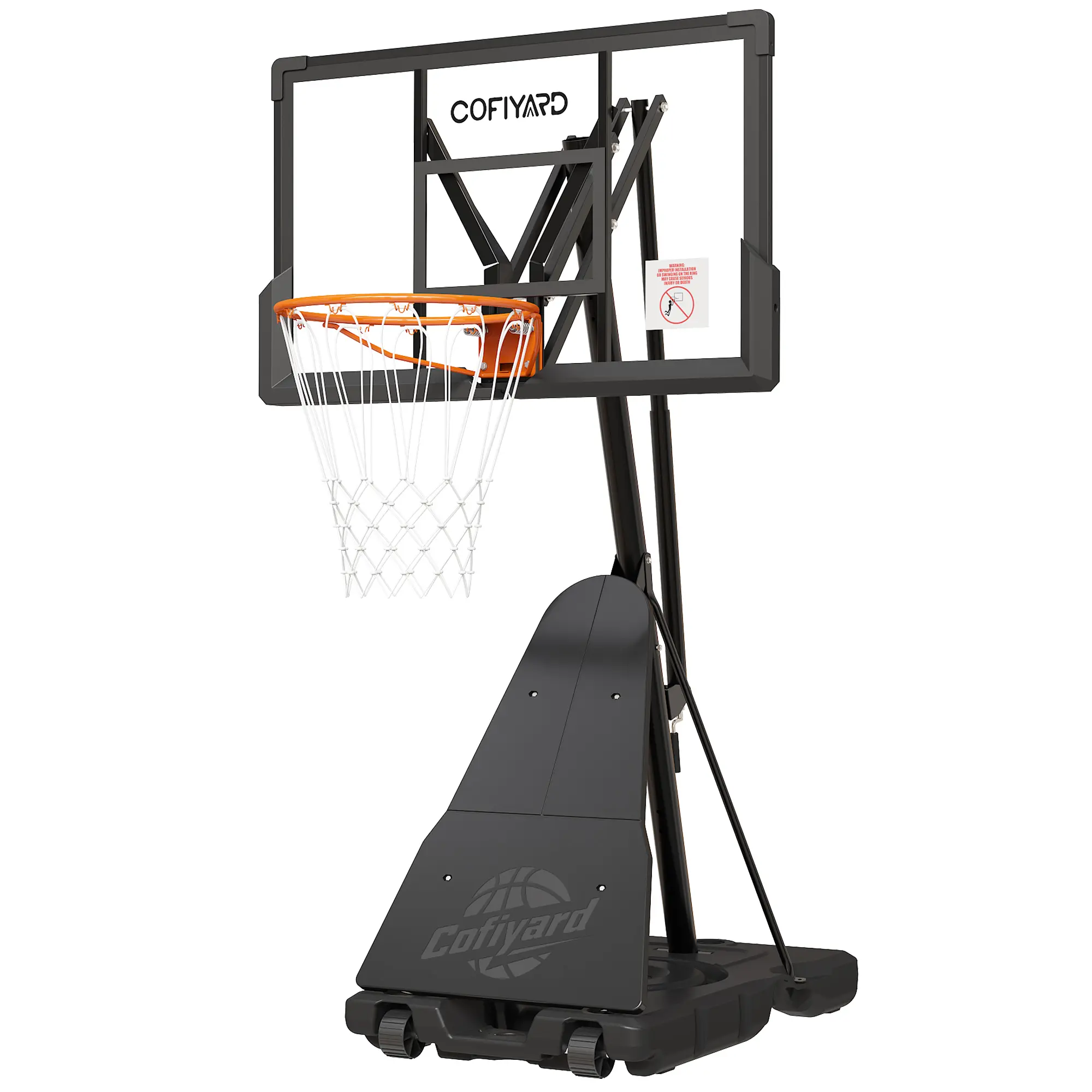 COFIYARD Outdoor Basketball Hoop 44/54-inch Shatterproof Backboard 5.25-10 Feet Height Adjustable Portable System with Wheels Durable for Teens & Adults Basketball Equipment
