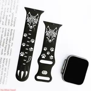 Edgy Fangs Wolf Engraved 2-Tone Silicone Strap, Durable Sports Wristband for All Apple Watch Models (No Watch Included) - Summer Vibes