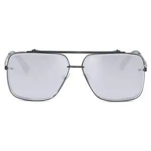 Bella Chrome Black Oversized Squared Aviators High Quality Sunglasses Reflective Anti UV Classic Shades Rectangular Sunglasses