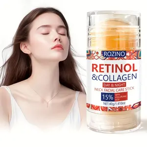 ROZINO Retinol & Collagen Neck Facial Care Stick with Hyaluronic Acid 15% - Day & Night Use Moisturizing Lifting Delicacy for Face & Neck 40g