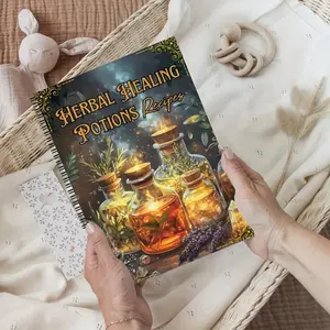 Herbal Magic Journal Notebook, Herbal Healing Spell Book with Herbal Recipes & Plant Guide, Spiral Bound, Ideal Gift for Witches, Natural Relaxation