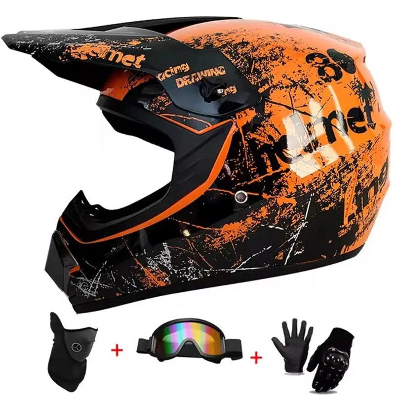 Kids  Youth Adult Full-Face Motorcycle Helmets, Dirt Bike Gear, Off-Road Goggles, and Cycling Protective Gloves，Competition Grade E-Bike Helmet for Electric Bicycles, Ideal for ATV Dirt Bike Enthusiasts summerwins