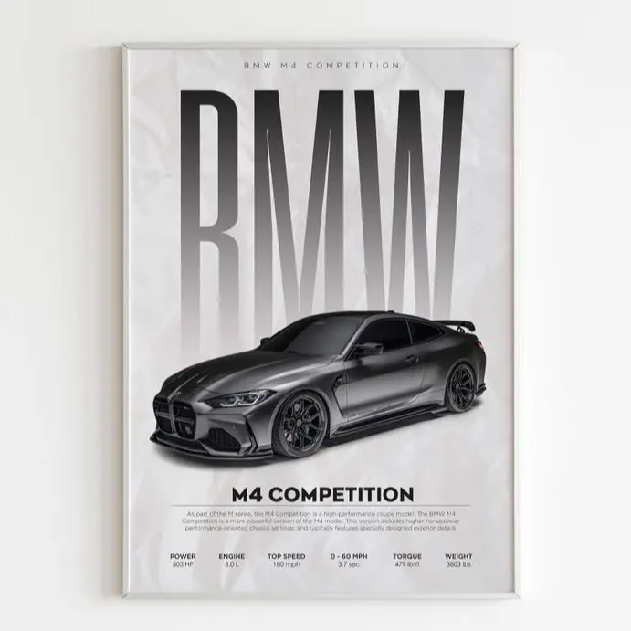 BMW M4 Competition Poster v1  | Hyper Car Poster, Product without frame