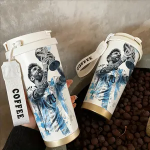 1 Pc 19/24/32oz stainless steel double wall insulated mug, Tumbler, with handle, leak proof lid travel thermal, soccer champion print, keep warm 12h cold 24h, hot cold drinks, gift for men and women, holiday