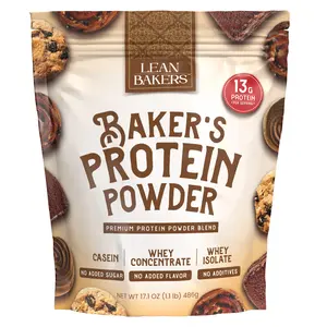 Leanbakers Baker's Protein Powder 17.1 oz for Baking high Protein Low Calorie Snacks, Pure Natural Protein Blend, Whey Isolate, Whey Concentrate, Casein, Gluten Free, No Sweeteners, Unflavored